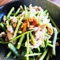 kinniko's cooksnap of when they made 山菜ミズと豚バラ肉のみそ炒め.