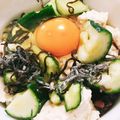 seacomet's cooksnap of when they made ｍ豆腐ときゅうりの塩昆布ごま油丼.
