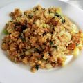 くっくペタ's cooksnap of when they made 焼き肉のタレで★大葉ひき肉チャーハン.