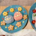 キャラ弁初心者ママ✩'s cooksnap of when they made キキララ＊リトルツインスターズのキャラ弁.