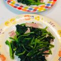 しーてっぷ's cooksnap of when they made 簡単お弁当♪ほうれん草ベーコンのマヨ炒め.