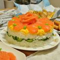 りしい♪ママ's cooksnap of when they made (18㎝型1台780円)お寿司ケーキ.