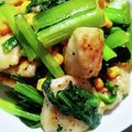 たぬきちまる☆彡's cooksnap of when they made 鶏むね肉と小松菜とコーンのバター醤油炒め.
