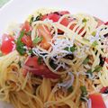 アヤひま's cooksnap of when they made トマトと紫蘇としらすの和風冷製パスタ.
