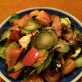makichaki's cooksnap of when they made ワカメと豆腐とトマトときゅうりのサラダ.