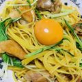 KUBONA☆'s cooksnap of when they made 水菜と鶏もも肉の和風パスタ.