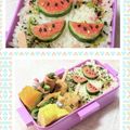 ゆけり３兄弟's cooksnap of when they made キャラ弁♡スイカ弁当♪.
