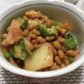 フジぽん's cooksnap of when they made 夏に◎混ぜるだけ！おくらキムチ納豆.