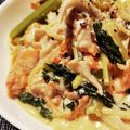 yuyayazu's cooksnap of when they made 小松菜と鮭の豆乳クリームパスタ.