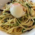 クックXCYSK0☆'s cooksnap of when they made 紫蘇と鮭フレークの温卵バジル風パスタ.