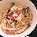 ★runa★'s cooksnap of when they made ベーコン、小松菜、しめじの豆乳パスタ.