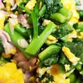 ゆるмαмα's cooksnap of when they made ツルムラサキとベーコンのふわふわ卵炒め.