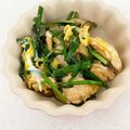北のデビル。's cooksnap of when they made 栄養満点　鶏ミンチ・ニラ・シメジの卵とじ.