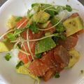 ヘルシーみちこ's cooksnap of when they made マグロとサーモンとアボカドのさっぱり丼.