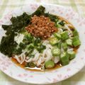 papepo☆'s cooksnap of when they made 稲庭うどんのわかめ納豆ぶっかけ.