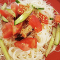絹さや木綿's cooksnap of when they made さばトマ白だしそうめん.