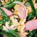 クック8YQSKM☆'s cooksnap of when they made 魚肉ソーセージとピーマンの卵炒め.
