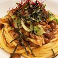 ♡pink's cooksnap of when they made なめことひじきとベーコンの和風スパゲティ.