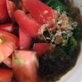 せあぶ's cooksnap of when they made うちのもずく酢４✿トマト・モロヘイヤ入り.