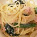 kiki529's cooksnap of when they made 鮭とほうれん草のクリームパスタ♪♪.