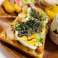 choco831's cooksnap of when they made 青海苔香❀茹で卵×ウィンナーの和トースト.