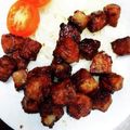 ひなたのねこやなぎ's cooksnap of when they made 成型肉のサイコロステーキ（甘ダレ）.