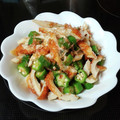 みかんちゃんです☆'s cooksnap of when they made おくらとちくわの梅のりおかか和え.