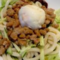 ひなまなここのはは's cooksnap of when they made ごま油香る 納豆レタスうどん〜温玉添え〜.