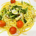 さかな海's cooksnap of when they made 水菜とトマトときのこの和風パスタ♡.