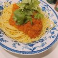 ♦︎くぅ〜こ♦︎'s cooksnap of when they made トマトとパクチーのエスニック風パスタ.
