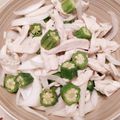 SakuranboX's cooksnap of when they made オクラとササミと玉ねぎのサラダ.