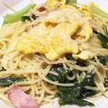 みぃ☆ふみ's cooksnap of when they made ☆ほうれん草とたまごとハムの春色パスタ☆.