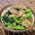料理男子部's cooksnap of when they made 豚こま肉とつるむらさきのオイスター炒め.