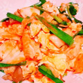 ひなた１０１６'s cooksnap of when they made 鮭と卵のキムチ炒め.