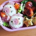 chisanaまま's cooksnap of when they made キャラ弁＊簡単♪ツインズぶたさん弁当.