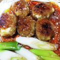 patepateco's cooksnap of when they made 餃子の具でリメイク♪甘辛ダレのつくねぎま.
