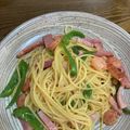 まっちゃの台所's cooksnap of when they made 和風ペペロン？エビとピーマンの辛口パスタ.