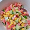 ぷらむ♪'s cooksnap of when they made トマトとキュウリとコーン☆オーロラサラダ.