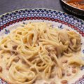 hiaruron's cooksnap of when they made 想像を超える★五分で和風納豆カルボナーラ.
