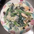 クックZFKRE9☆'s cooksnap of when they made サーモンとキノコのクリームうどん.