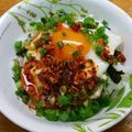 プルンバゴ's cooksnap of when they made 簡単☆ラー油&ネギのせハムエッグ丼♪.