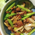 ちょ〜☆'s cooksnap of when they made アスパラと挽肉ときのこあんかけ.