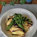 donuts★'s cooksnap of when they made なすオクラみょうがの和風冷製パスタ.