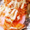 あまいこびと's cooksnap of when they made 餅キムチーズ.