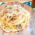 ゴーゴーきむち's cooksnap of when they made ベーコンとマッシュルームのクリームパスタ.