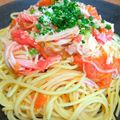 ちーまぐ's cooksnap of when they made レンジで簡単♡カニカマトマトソースパスタ.
