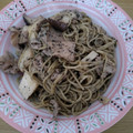 syurezou's cooksnap of when they made ＋エリンギと豚肉の黒胡麻パスタ＋.