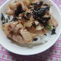 まめスノー's cooksnap of when they made 簡単　豚バラ薄切りと長ネギの照り焼き丼.