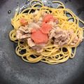 焼酎ウォッカワイン's cooksnap of when they made フライパン１つ！豚肉と明太子の和風パスタ.