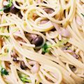 クック6HQII1☆'s cooksnap of when they made バター醤油♪ツナとしめじと豆苗のパスタ.
